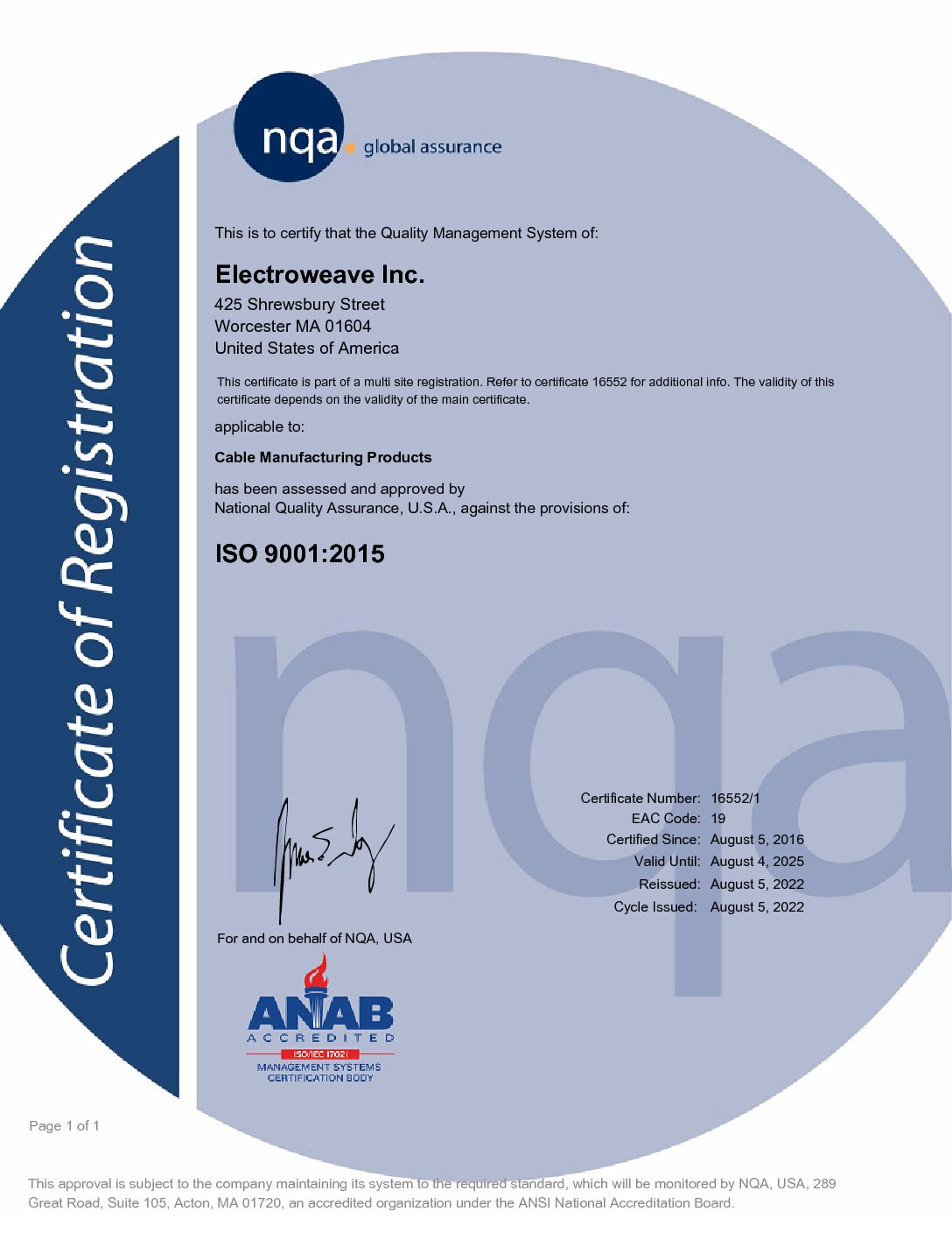 Download the Electroweave ISO Certificate